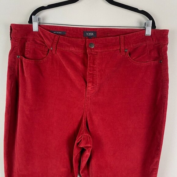 NYDJ Ami Twist Seam Ankle Slit Velvet Pants Size 18W Red - Picture 2 of 12